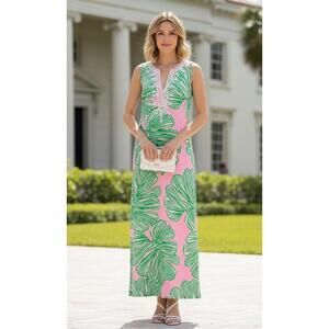 Lilly Pulitzer Carlotta Mandavilla Maxi Fronds Out Pink Green 4